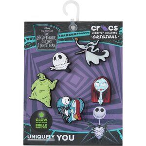 Crocs The Nightmare Before Christmas Jibbitz Charms 5 Pack GLOW DISNEY NEW